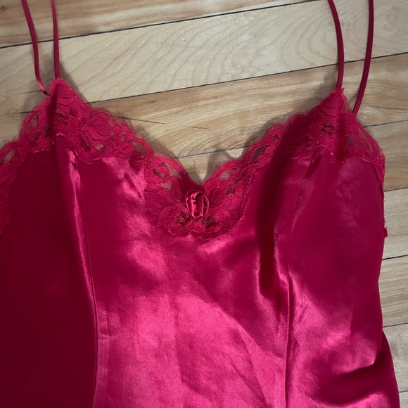 Vintage Red Satin Slip Dress - Picture 1 of 3